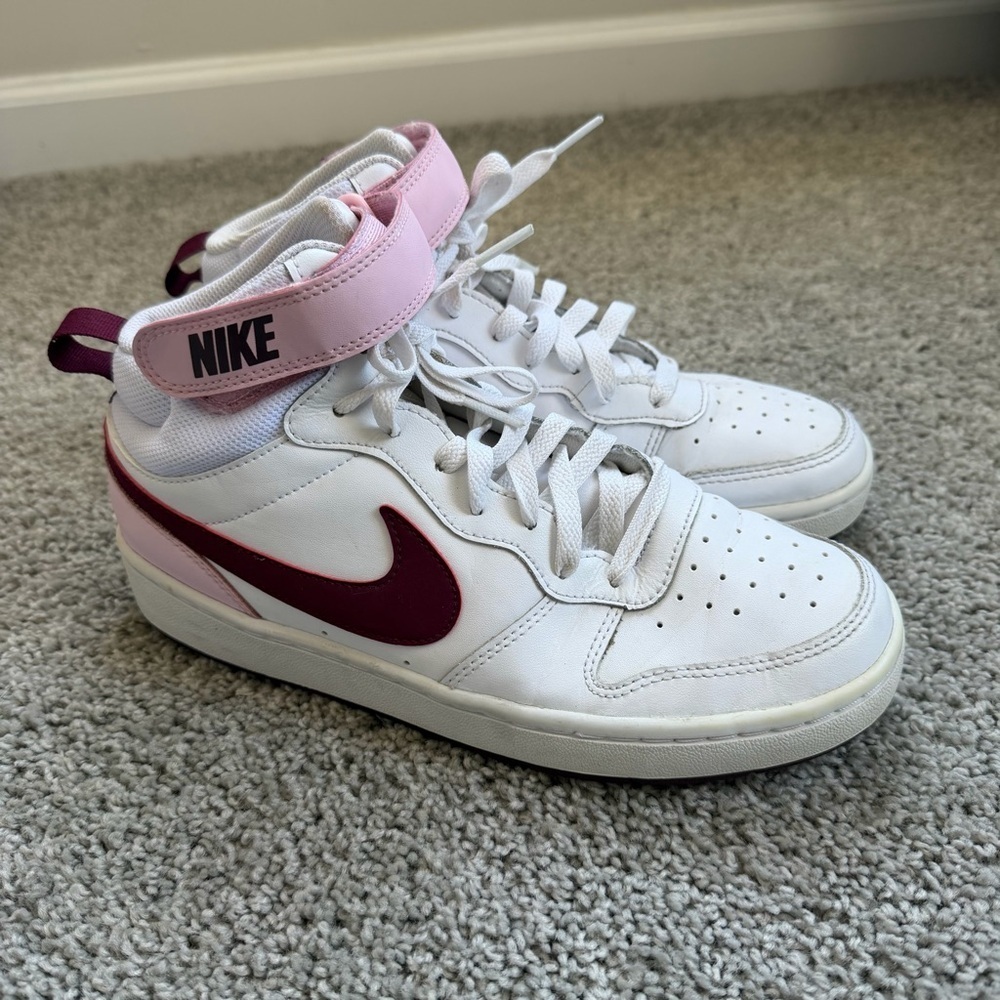 Nike Court Borough Mid 2 White Pink Foam Girls Size 7 Youth